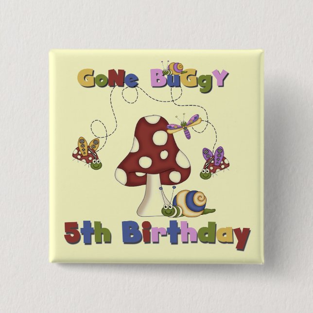 5th Bug Birthday Tshirts and Gifts 15 Cm Square Badge (Front)