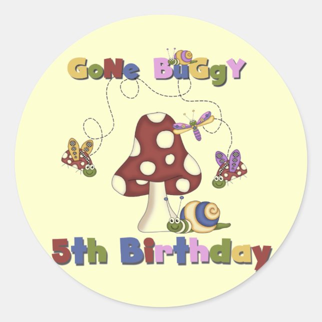 5th Bug Birthday Tshirts and Gifts Classic Round Sticker (Front)