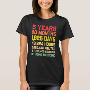 5th Countdown Birthday  For 5 Years Old Boys Girls T-Shirt