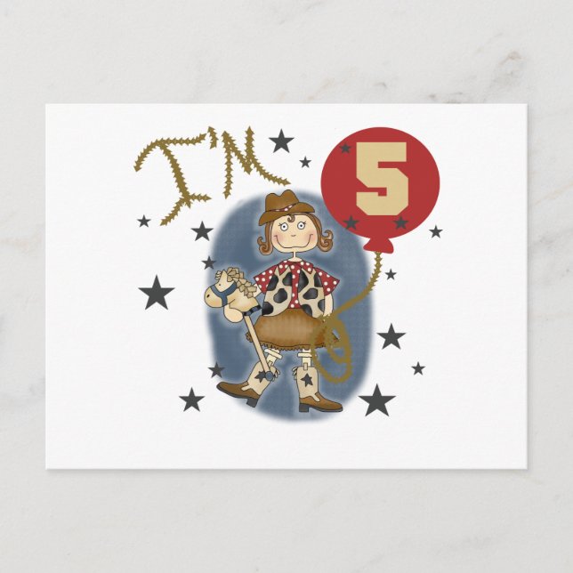 5th Cowgirl Birthday Tshirts and Gifts Postcard (Front)
