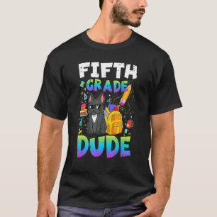 5th Fifth Grade Dude  French Bulldog Back To Schoo T-Shirt