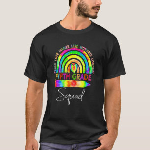 5th Fifth Grade Teacher Squad Tie Dye Rainbow Back T-Shirt