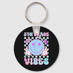 5th Fifth Grade Vibes Smile Face Back To School Te Key Ring