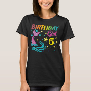 5th Girl Birthday Mermaid Tail 5 Years Old Cute Gi T-Shirt