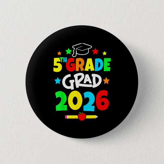 5th grade 2026 fifth grade grad elementary school  6 cm round badge (Front)