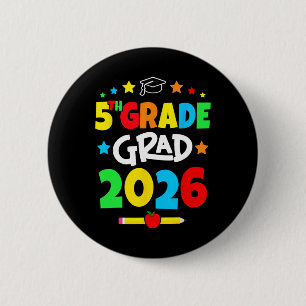 5th Grade 2026 Fifth Grade Grad Elementary School 6 Cm Round Badge