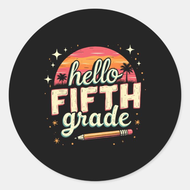 5th Grade Back To School Essentials  Classic Round Sticker (Front)