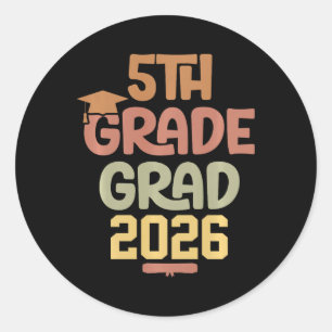 5th Grade Cl 2026 Graduate Elementary School Gradu Classic Round Sticker