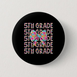 5th Grade Crew Bow Flowers First Day Of School Fif 6 Cm Round Badge