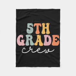 5th Grade Crew Retro Groovy Women Happy First Day  Fleece Blanket