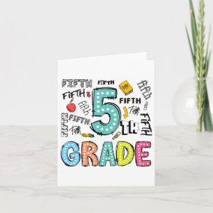 5th Grade Cute Typography Dots Back To School Teac Card
