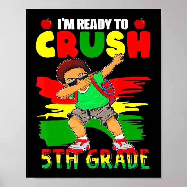 5th Grade Dabbing Black African Boys Back to Schoo Poster (Front)