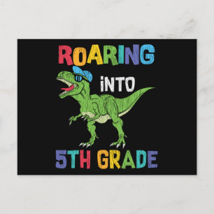 5th Grade Dinosaur First Day School Student Gift Postcard