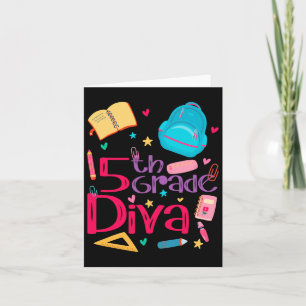 5th Grade Diva Teacher Girl Outfit Cute First Day  Card