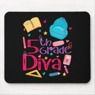 5th Grade Diva Teacher Girl Outfit Cute First Day Mouse Pad
