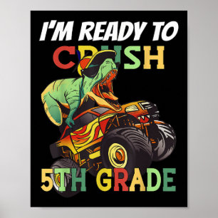 5th Grade Drive Truck And Dino School  Poster