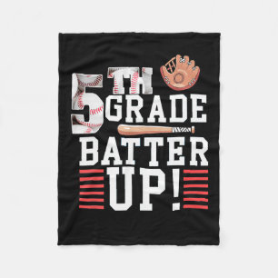 5th Grade First Day Of School 5th Grade Batter Up Fleece Blanket