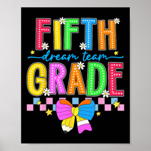 5th Grade For Girl Boys Teacher Fifth Grade Back T Poster