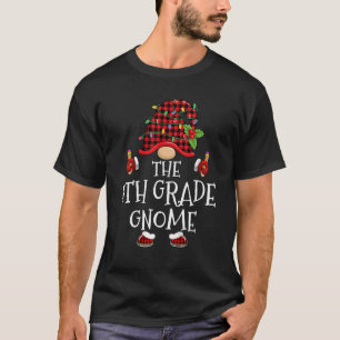 5th Grade Gnome Buffalo Plaid Matching Family Chri T-Shirt
