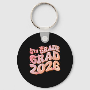 5th Grade Grad Cl 2026 Graduation Groovy Pink Key Ring