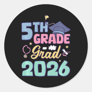5th Grade Grad Graduation Cl 2026 Premium Tri-blen Classic Round Sticker