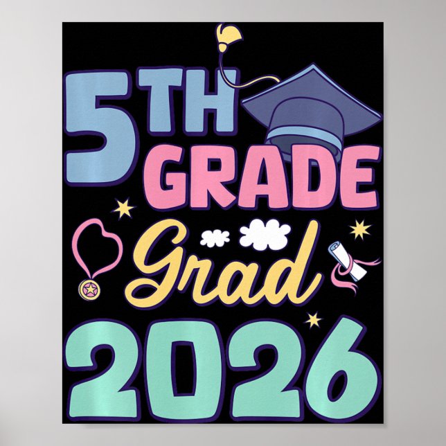 5th Grade Graduation 2026 Proud Grad Elementary Sc Poster (Front)