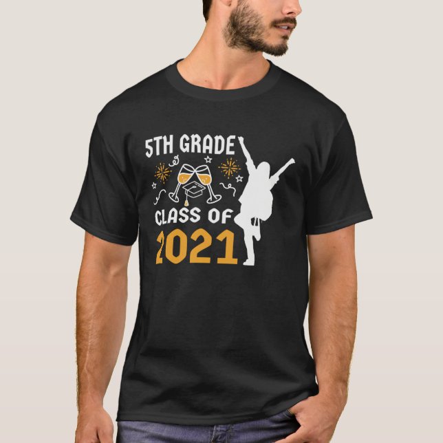 5th Grade Graduation  For Students Girls her 2021 T-Shirt (Front)