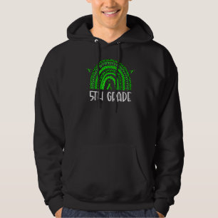 5th Grade Green Leopard Rainbow Kids Teachers Fiel Hoodie