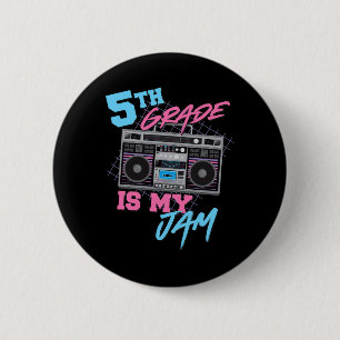 5th Grade Is My Jam - Vintage 80s Boombox Teacher  6 Cm Round Badge
