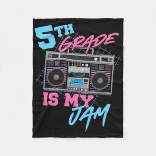 5th Grade Is My Jam - Vintage 80s Boombox Teacher Fleece Blanket