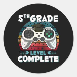 5th Grade Level Complete Gamer 5th Grade Graduatio Classic Round Sticker