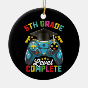 5th Grade Level Complete Graduation Gaming Gamer Ceramic Ornament