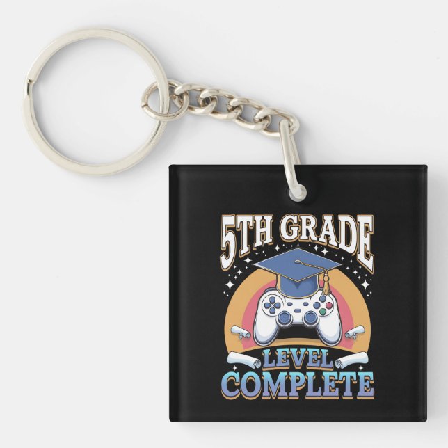 5th Grade Level Complete Graduation Gaming Gamer Key Ring (Front)