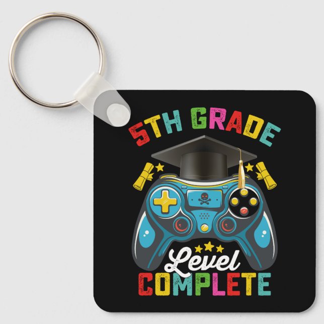 5th Grade Level Complete Graduation Gaming Gamer Key Ring (Front)
