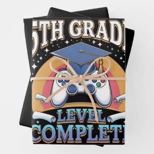 5th Grade Level Complete Graduation Gaming Gamer Wrapping Paper Sheet