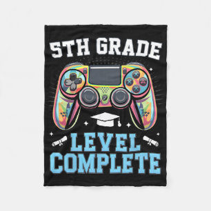 5th Grade Level Complete Last Day Of School Gamer  Fleece Blanket