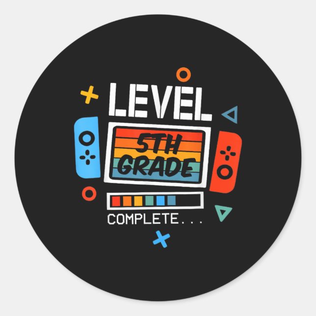 5th Grade Level Complete Last Day Of School Video  Classic Round Sticker (Front)