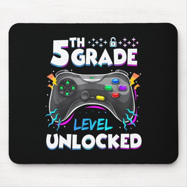 5th Grade Level Unlocked Back To School First Day  Mouse Pad (Front)