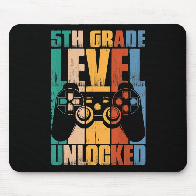 5th Grade Level Unlocked Back To School Game Contr Mouse Pad (Front)