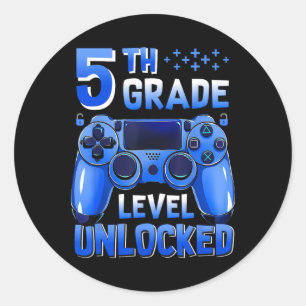 5th Grade Level Unlocked Gamer First Day Of School Classic Round Sticker