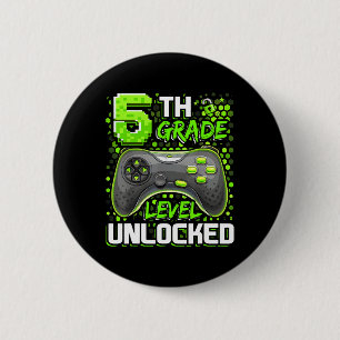 5th Grade Level Unlocked Gaming Gamer Boys Back To 6 Cm Round Badge
