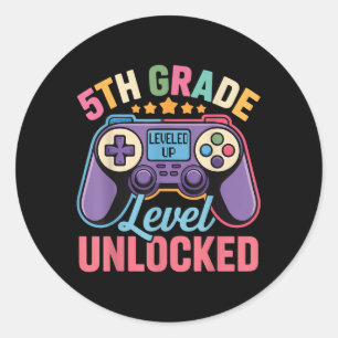 5th Grade Level Unlocked Shirt – Gamer Back To Sch Classic Round Sticker