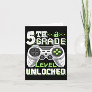 5th Grade Level Unlocked Video Game Back To School Card