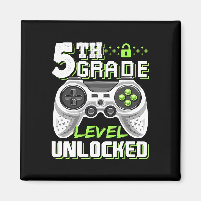 5th Grade Level Unlocked Video Game Back To School Magnet (Front)