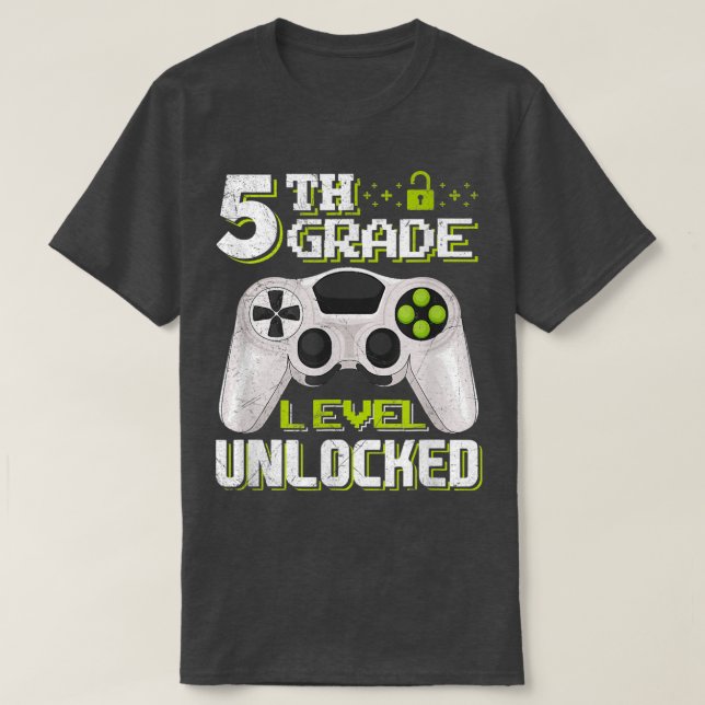 5th Grade Level Unlocked Video Game Back to School T-Shirt (Design Front)