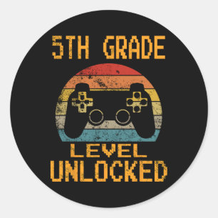 5th Grade Level Unlocked Video Gamer Back To Schoo Classic Round Sticker