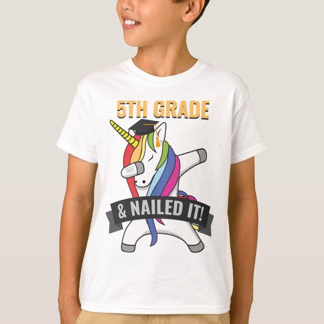 5TH GRADE Nailed It Unicorn Dabbing Graduation T-Shirt (Front)