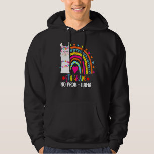 5th Grade No Prob Llama Teacher Rainbow Back To Sc Hoodie