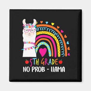 5th Grade No Prob Llama Teacher Rainbow Back To Sc Magnet