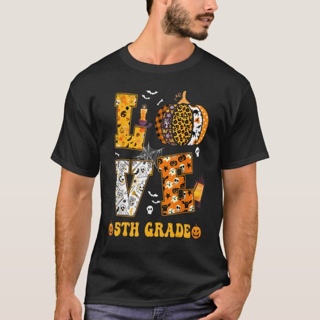 5th Grade Pumpkin Teacher Student Love Halloween C T-Shirt (Front)